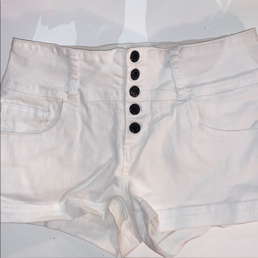 White hi-rise shorts